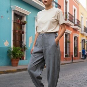 Soft Blue Linen Women's Pants